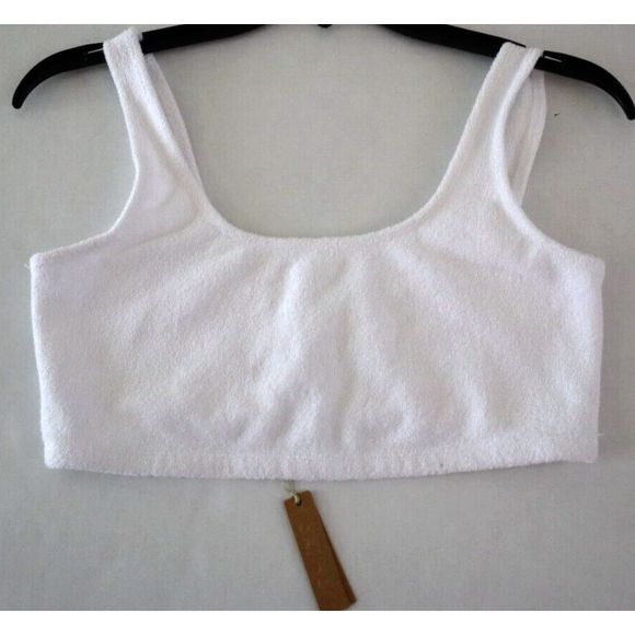 SKIMS 0402 Women's Sz L White Terry Scoop Neck Cotton Blend Bralette - Picture 7 of 8